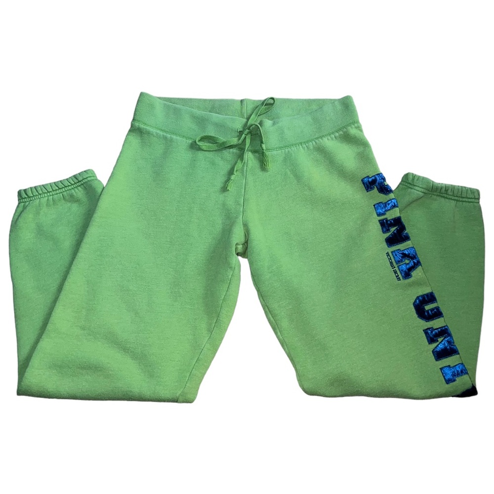 💚Victorias Secret VS PINK Jogger Sweatpants Lime Green Vintage Y2K Low Rise💚